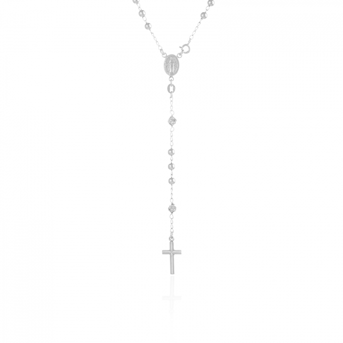 Lant cu pandantiv din argint 925 rodiat , Piatra : sidef si cubic zirconia , Culoare : sidef si transparent , [3]