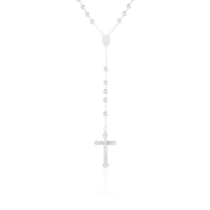 Lant cu pandantiv din argint 925 rodiat , Piatra : sidef si cubic zirconia , Culoare : sidef si transparent , [2]
