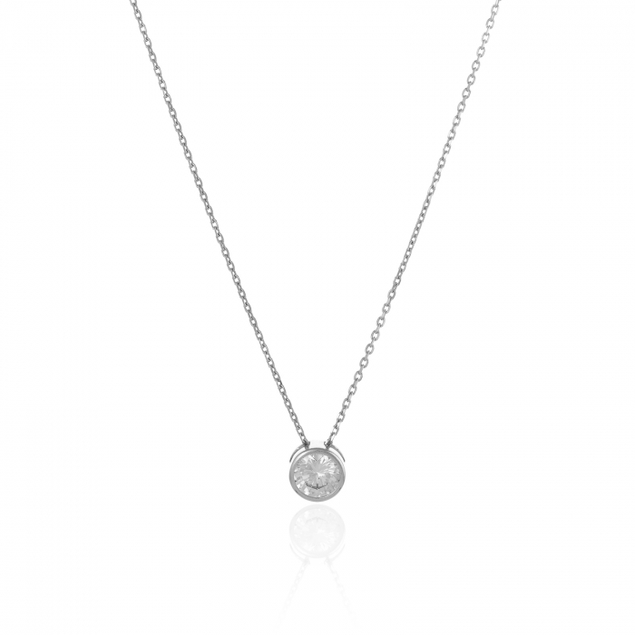 Lant din aur alb 585/ 14 kt, Piatra: zirconia fatetata, Culoare: transparenta [1]