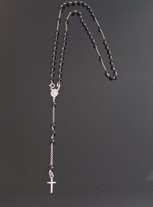Lant tip'' rozariu ''din argint 925, Piatra: onix, culoare : negru , Sonis Silver [2]