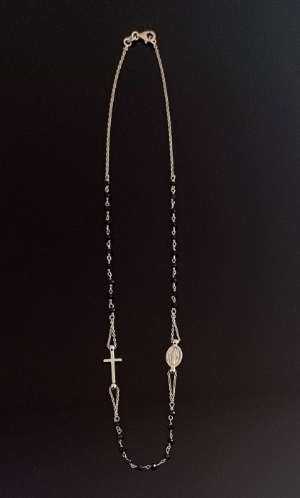 Lant tip '' rozariu " din argint 925, Piatra: onix fatetat, Culoare: negru, Sonis Silver [2]