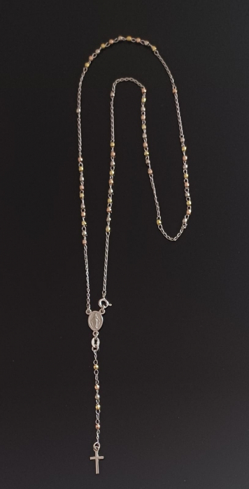 Lant tip " rozariu " din argint 925, placat cu aur galben   si rose de 14 kt,Sonis Silver [2]