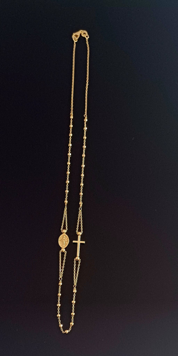 Lant tip " Rozariu "  din argint 925 , placat cu aur  de 14 kt ,Sonis Silver [2]