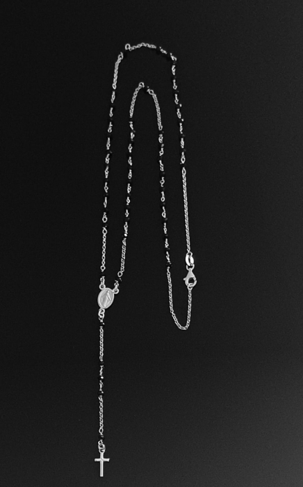 Lant  tip " rozariu " din argint 925 rodiat ,Piatra:  onix fatetat , Culoare : negru , Sonis Silver [2]