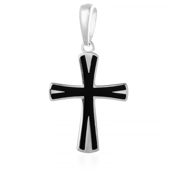 Cruce din argint, Piatra: email negru, Greutate: 2.75 gr, Cod:727T16 [1]