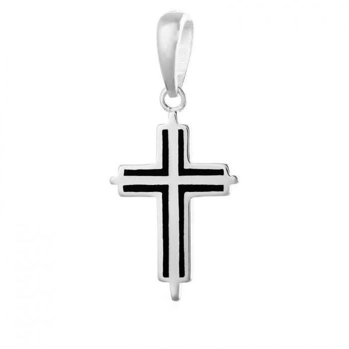 Cruce din argint 925, Piatra: email, Greutate: 3.17 gr, Culoare: negru, Cod:729#9T27 [1]