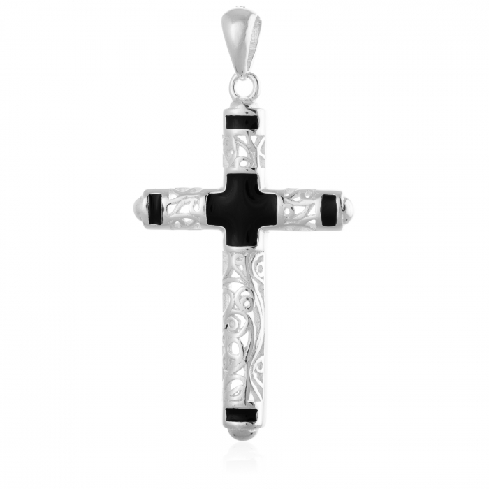 Cruce din argint 925, Piatra: email, Greutate: 4.12 cm, Culoare: negru, Cod:739#9T16 [1]