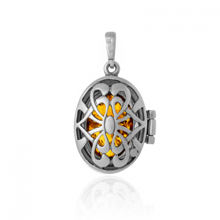 Pandantiv din argint 925, Piatra: chihlimbar natural, Culoare: maro cognac, Sonis Silver [2]