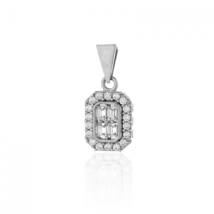 Pandantiv din aur alb 585/ 14 kt, Piatra: zirconia fatetata si cubic zirconia, Culoare: transparenta [1]