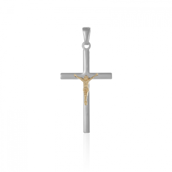 Pandantiv tip " Cruce " din argint  925 placat cu aur de 14 kt, [1]