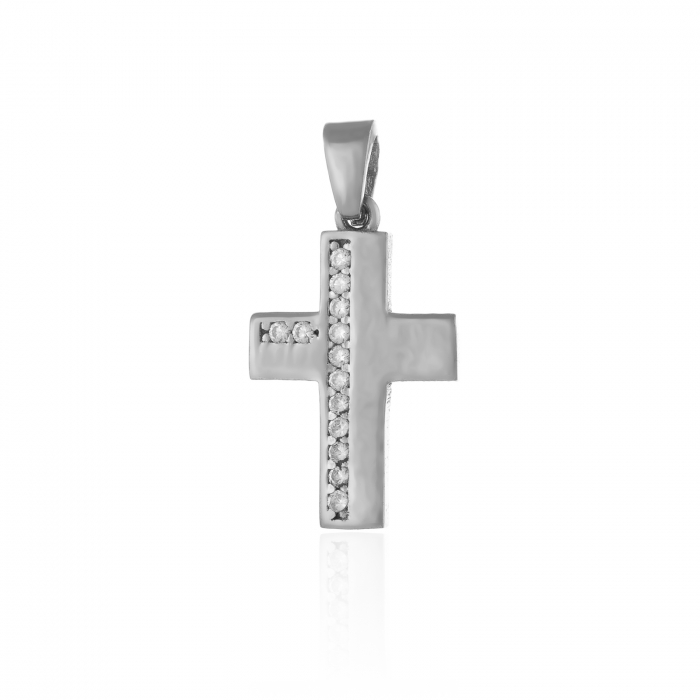 Pandantiv tip " Cruce " din argint  925 rodiat , Piatra : cubic zirconia , Culoare : transparenta , Sonis Silver [1]