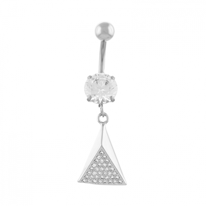 Piercing ombilical din otel medicinal ,Piatra: zirconia fatetata si cubic zirconia ,Culoare: transparent ,Sonis Silver [1]