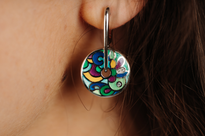 Set din argint 925 (cercei+pandantiv+inel) rodiat , Piatra : cubic zirconia si email , Culoare : multicolor ,Sonis Silver [2]