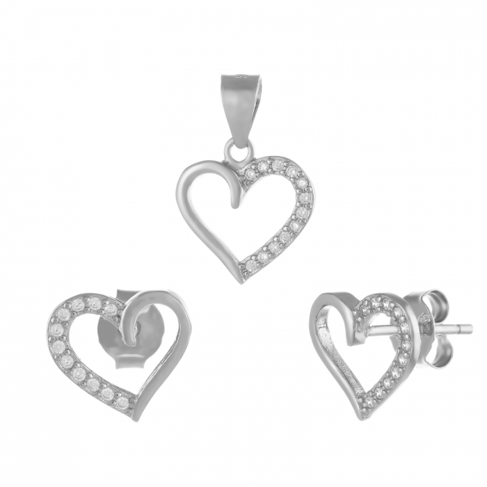 Set din argint 925 rodiat ( cercei+pandantiv) , Piatra : cubic zirconia , Culoare : transparent, Sonis Silver [1]