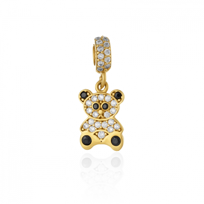 Talisman din aur 585/ 14 kt, Piatra: cubic zirconia si email,  Culoare: transparenta si negru [1]
