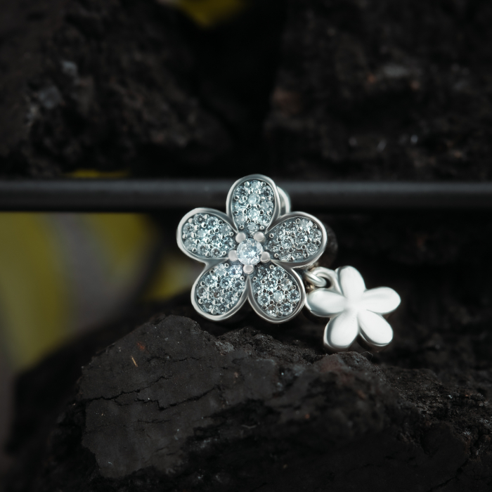 Talisman pentru bratara din argint 925 rodiat, Piatra: zirconia fatetata , Culoare: transparent si alb, Sonis Silver [2]