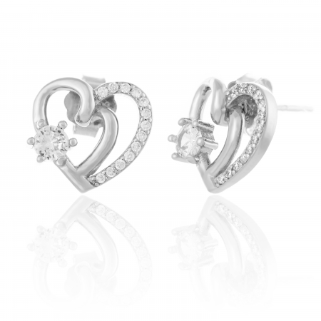 CERCEI - Cercei din argint 925 rodiat, Piatra: zirconia fatetata si cubic zirconia, Culoare: transparenta, Sonis Silver