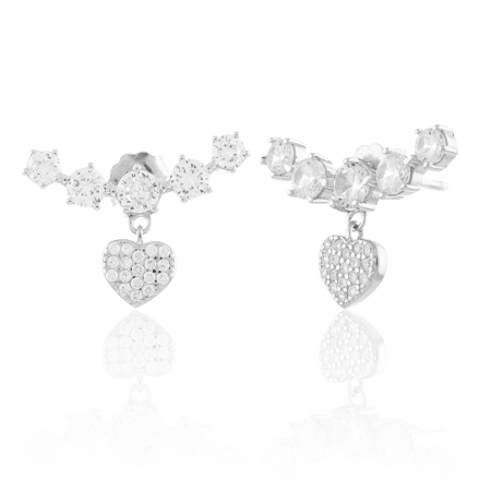 Cercei cu surub - Cercei din argint 925 rodiat ,Tip  inchidere : surub , Piatra : zirconia fatetata si cubic zirconia , Culoare : transparenta, Sonis Silver