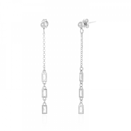 Cercei lungi - Cercei din argint 925 rodiat, Piatra: zirconia fatetata, Culoare: transparenta, Sonis Silver