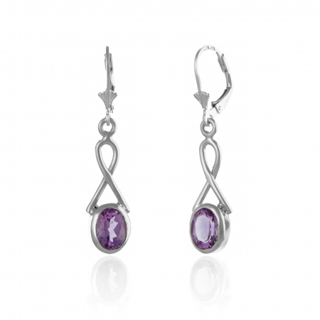 Cercei lungi - Cercei din argint 925 rodiat, Piatra: zirconia fatetata, Culoare: mov, Sonis Silver