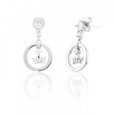 Cercei cu surub - Cercei din argint  rodiat , Tip inchidere : surub , Piatra : zirconia fatetata  si cubic zirconia , Culoare : transparenta , Sonis Silver