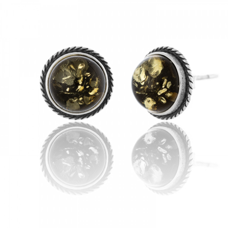 CERCEI - Cercei din argint 925 vintage, Piatra: chihlimbar, Culoare: verde, Sonis Silver