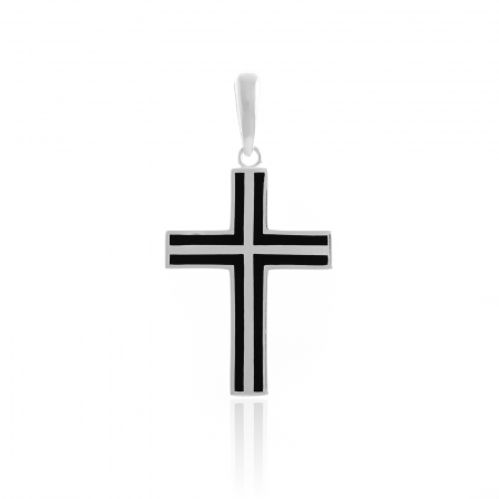 Pandantiv " tip cruce " din argint 925, Piatra: email, Culoare: negru, Sonis Silver [0]