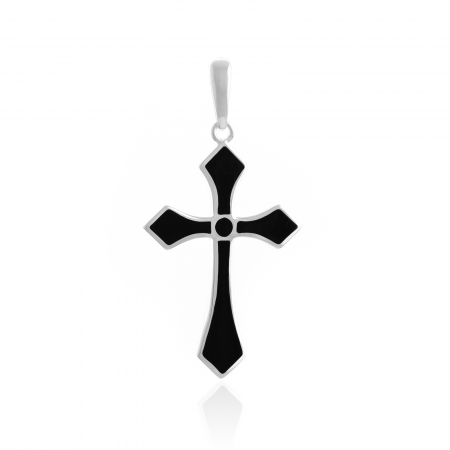 Pandantiv " tip cruce " din argint 925 , Piatra: email, Culoare: negru, Sonis Silver [0]