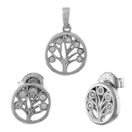 Produse - Set din argint 925 rodiat ( cercei+pandantiv), Piatra: cubic zirconia, Culoare: transparent, Sonis Silver