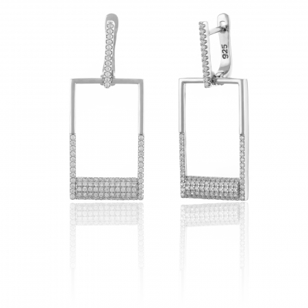 Cercei din argint 925 rodiat, Piatra: cubic zirconia, Culoare: transparenta,Sonis Silver [0]