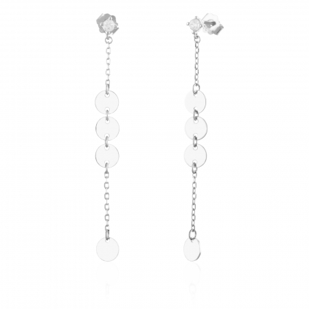 Cercei lungi - Cercei din argint 925 rodiat,  Piatra: zirconia fatetata, Culoare: transparenta, Sonis Silver