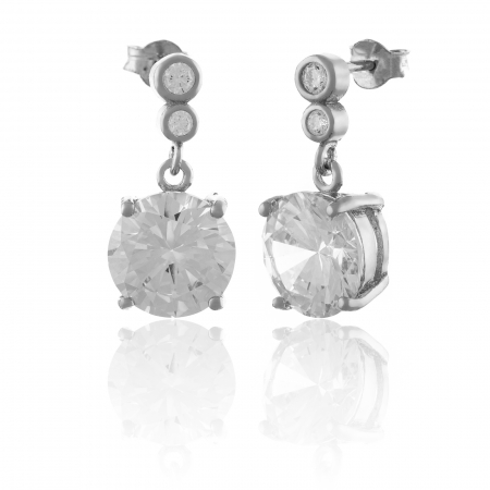 Cercei lungi - Cercei din argint 925 rodiat ,  Piatra: zirconia fatetata, Culoare: transparenta, Sonis Silver