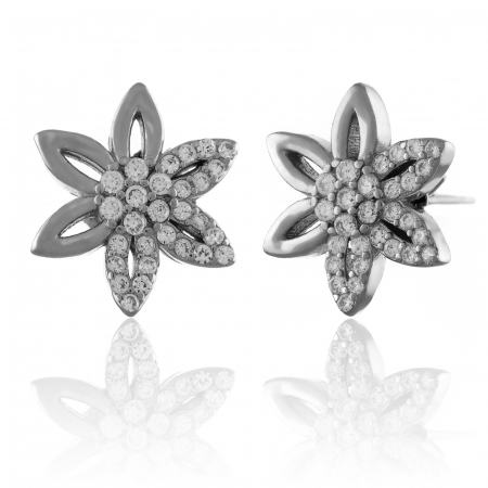 Produse - Cercei din argint 925, Tip inchidere: surub, Piatra: cubic zirconia, Culoare: transparenta, Sonis Silver