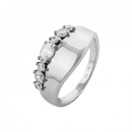 Inele de dama - Inel din argint 925 rodiat, Piatra: zirconia fatetata si cubic zirconia,  Culoare: transparenta, Sonis Silver