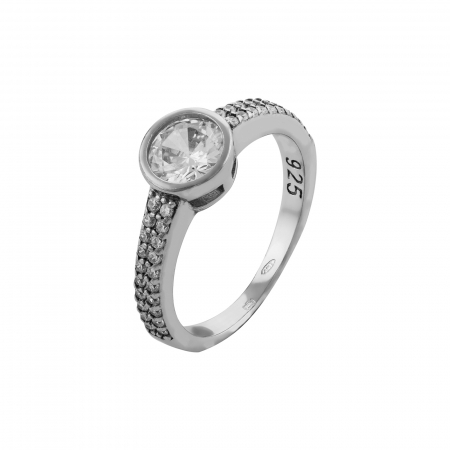 Produse - Inel din argint 925 rodiat, Piatra: zirconia fatetata si cubic zirconia, Culoare: transparenta, Sonis Silver