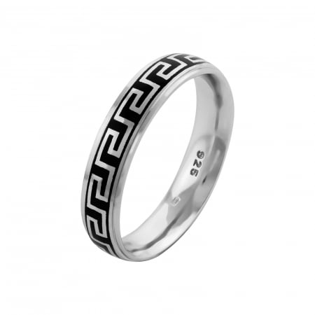 Verighete unisex - Inel tip " Verigheta " din argint 925 rodiat, Piatra : email negru, Sonis Silver
