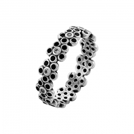 Produse - Inel din argint 925 rodiat, Piatra: zirconia fatetata, Culoare: transparent si negru, Sonis Silver