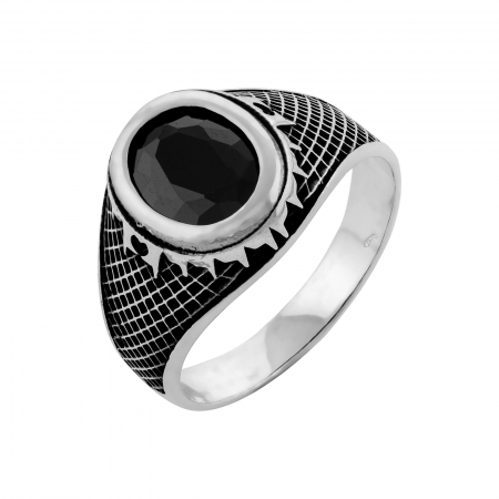 Inel din argint 925, Piatra: email, Culoare: negru, Sonis Silver [0]