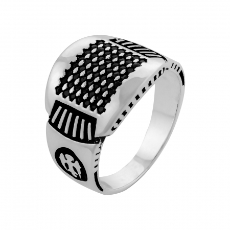 Inel din argint 925, Piatra: email, Culoare: negru, Sonis Silver [0]