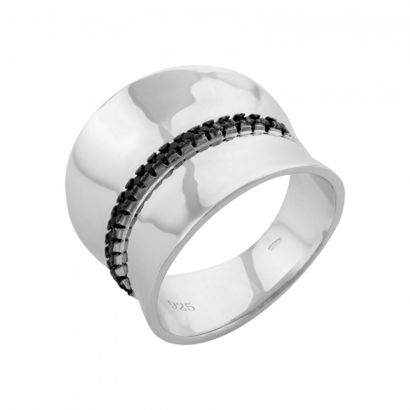 Inele de dama - Inel din argint 925 rodiat, Piatra: cubic zirconia, Culoare: negru, Sonis Silver