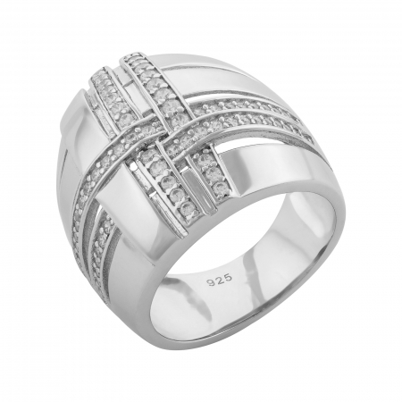 Inel din argint 925 rodiat, Piatra: cubic zirconia, Culoare: transparenta, Sonis Silver [0]