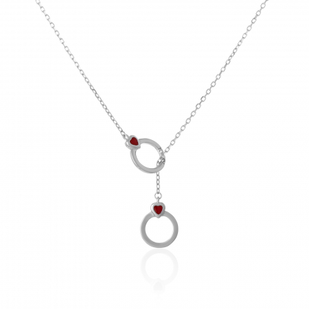 Produse - Lant din argint 925 rodiat, Piatra: coral si cubic zirconia, Culoare: rosu si transparent, Sonis Silver