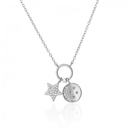 LANTURI CU PANDANTIV - Lant din argint 925 rodiat, Piatra: cubic zirconia, Culoare: transparent, Sonis Silver