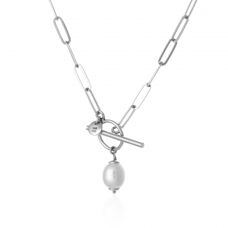 Produse - Lant din argint 925, Piatra: perla de laborator, Culoare: alb, Sonis Silver