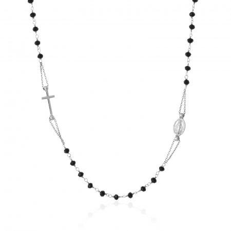 LANTURI TIP ROZARIU - Lant tip '' rozariu " din argint 925, Piatra: onix fatetat, Culoare: negru, Sonis Silver