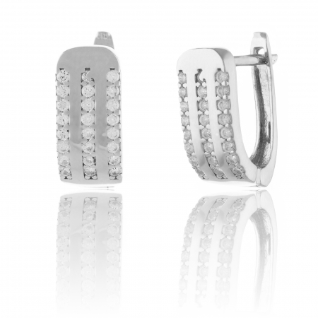 Cercei clasici - Cercei din argint 925 rodiat , Piatra: cubic zirconia , Culoare : transparenta ,Sonis Silver
