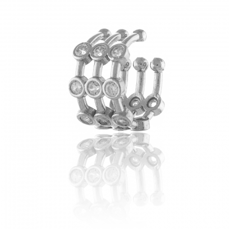 Cercei tip creole - Cercei din argint 925 rodiat , Piatra: zirconia fatetata,Culoare : transparenta , Sonis Silver