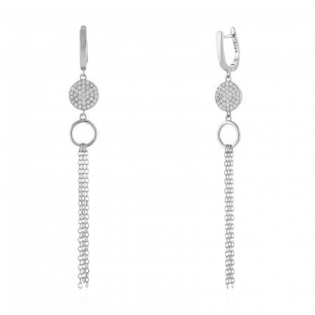Cercei lungi - Cercei din argint 925 rodiat , Piatra: cubic zirconia,Culoare : transparenta ,  Sonis Silver
