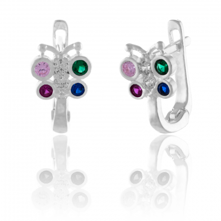 Cercei - COPII - Cercei din argint 925, pentru copii,  Piatra: zirconia fatetata si cubic zirconia,  Culoare : multicolor , Sonis Silver
