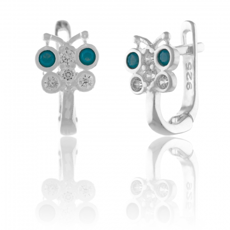 Cercei - COPII - Cercei din argint 925, pentru copii,  Piatra: zirconia fatetata si cubic zirconia, Culoare : transparenta , Sonis Silver